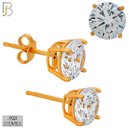 925-ES71-RC - .925 Sterling Silver Rose Gold Plated Earring Stud Casting Round Prong Setting Clear Zircon image 5