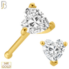 14-NR46B - 14k Solid Gold Heart Shape CZ in Prong Setting Nose Bone image 0