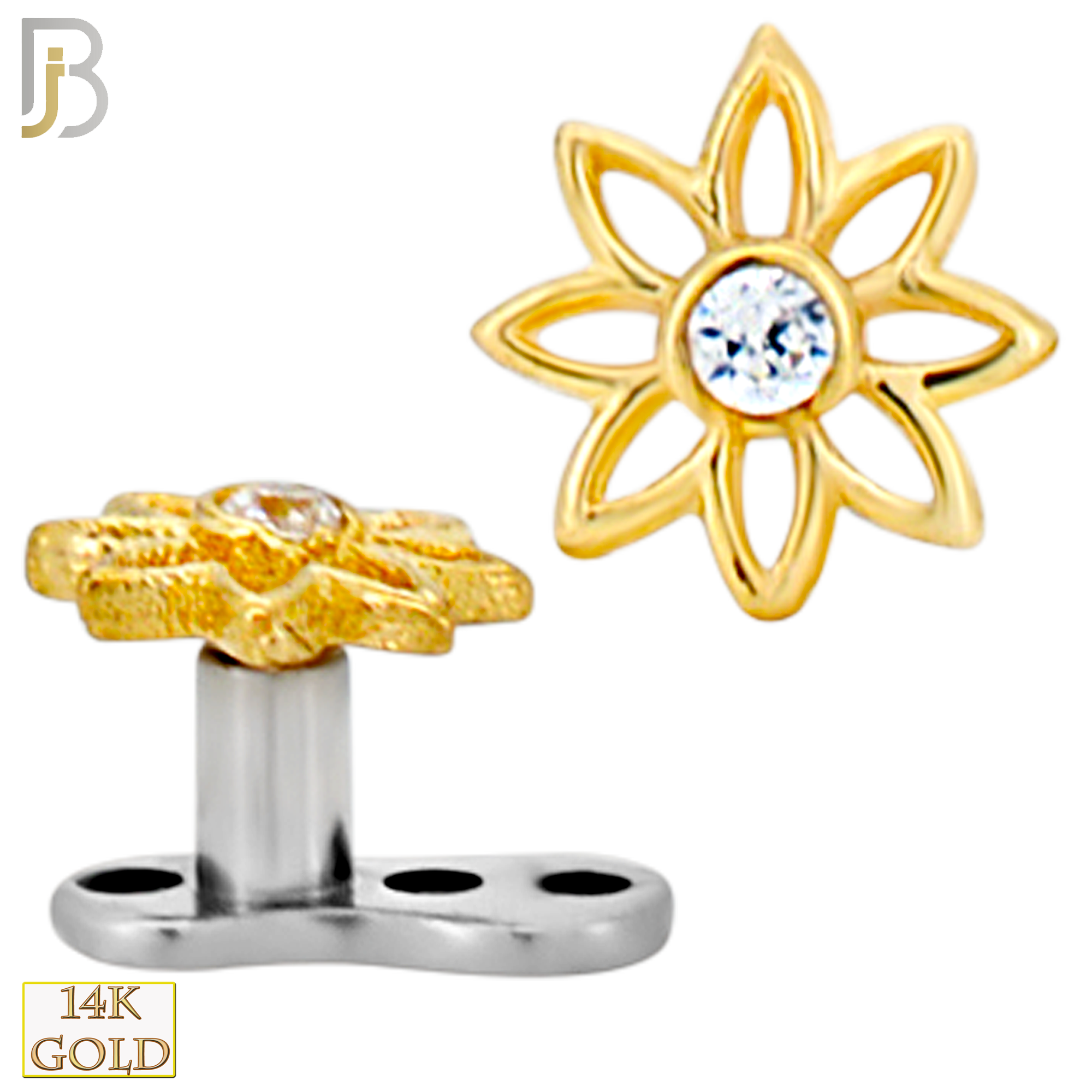 14-G23-DM22 - 14k Titanium Anchor and 14k Gold Top Flower Dermal - Internally Threaded image 0