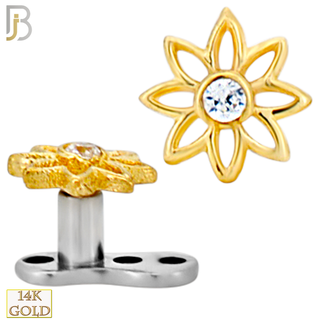 14-G23-DM22 - 14k Titanium Anchor and 14k Gold Top Flower Dermal - Internally Threaded image 0