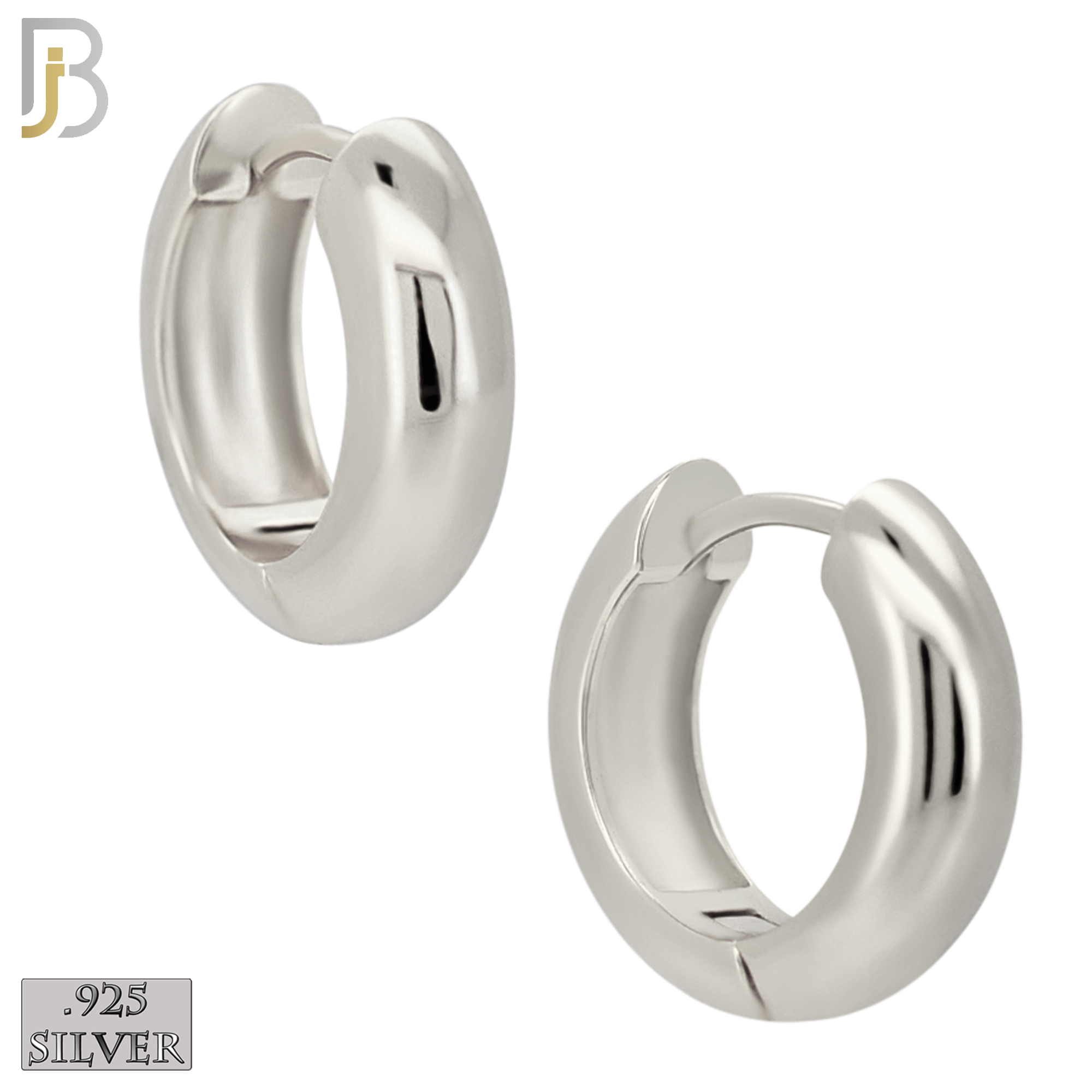 925-ES467 - 925 Sterling Silver Plain Thick Huggies Hoop Earrings image 2