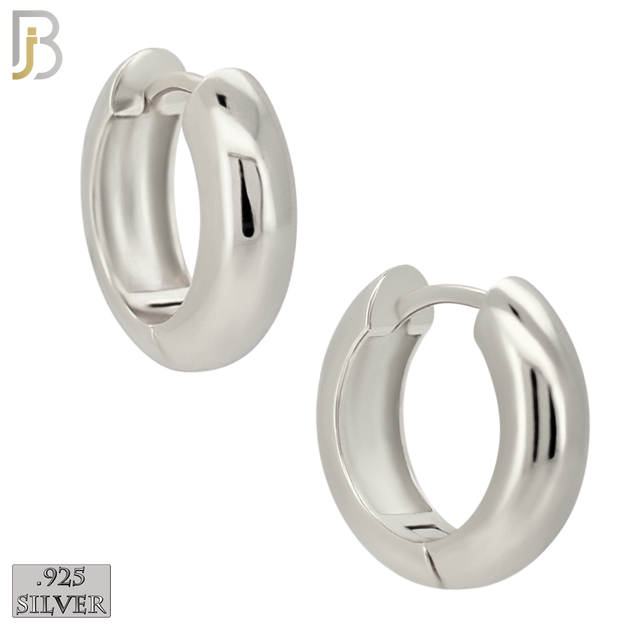 925-ES467 - 925 Sterling Silver Plain Thick Huggies Hoop Earrings image 2