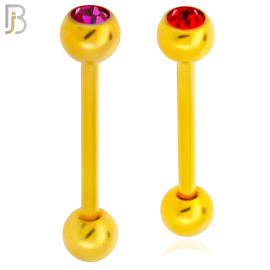 BB05G-5 - 316L Surgical Steel Screw Gold Plated Barbell with 5mm Bezel Ball External Threaded (PACK OF 6) image 0