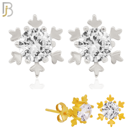 925-ES227 – .925 Sterling Silver Snowflake Design Earring Stud with Zircon image 0