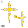 925-ES270-B - .925 Sterling Silver Pointed Cross with Zircon Design Earrings Screw Ball image 2