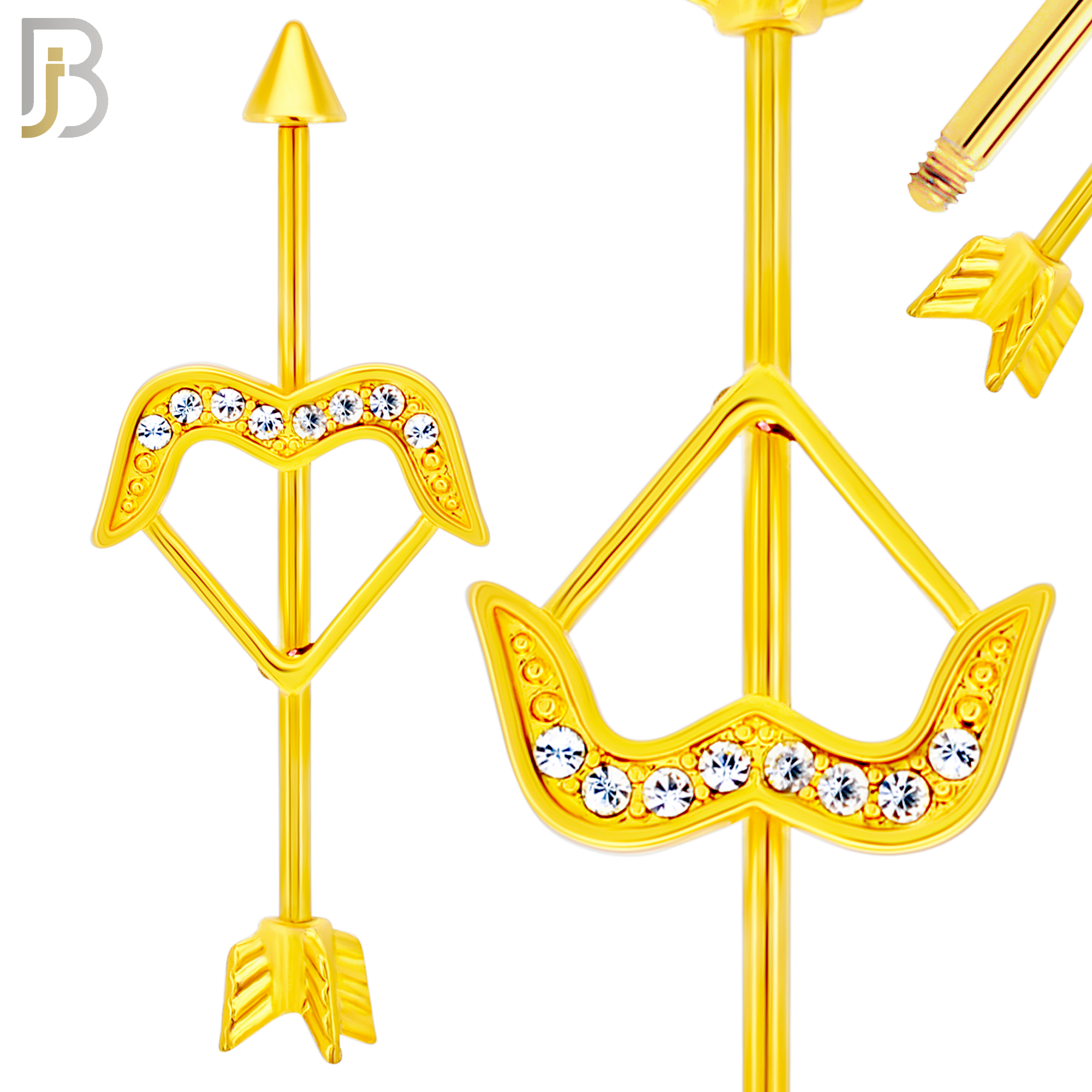 BB39 - 316L Surgical Steel Screw Bar with Alloy Arrow Bow Design Barbell Industrial (PACK OF 6) image 2