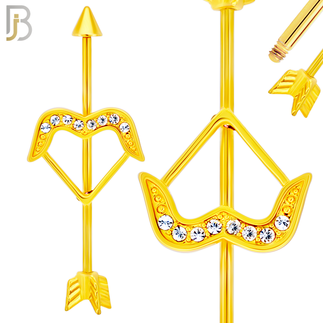 BB39 - 316L Surgical Steel Screw Bar with Alloy Arrow Bow Design Barbell Industrial (PACK OF 6) image 2