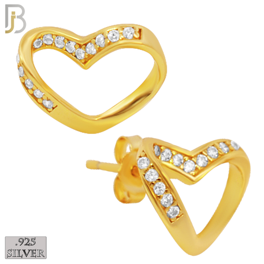 925-ES141 - .925 Sterling Silver Twisted Hollow Heart Design with Zircon Design Earring Stud image 2