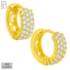 925-ES402 - .925 Sterling Silver Three Rows CZ Studded Hoop Earrings image 1
