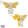 925-ES220 – .925 Sterling Silver Bee Design Earring Stud with Zircon for Bee's Body and Head image 2