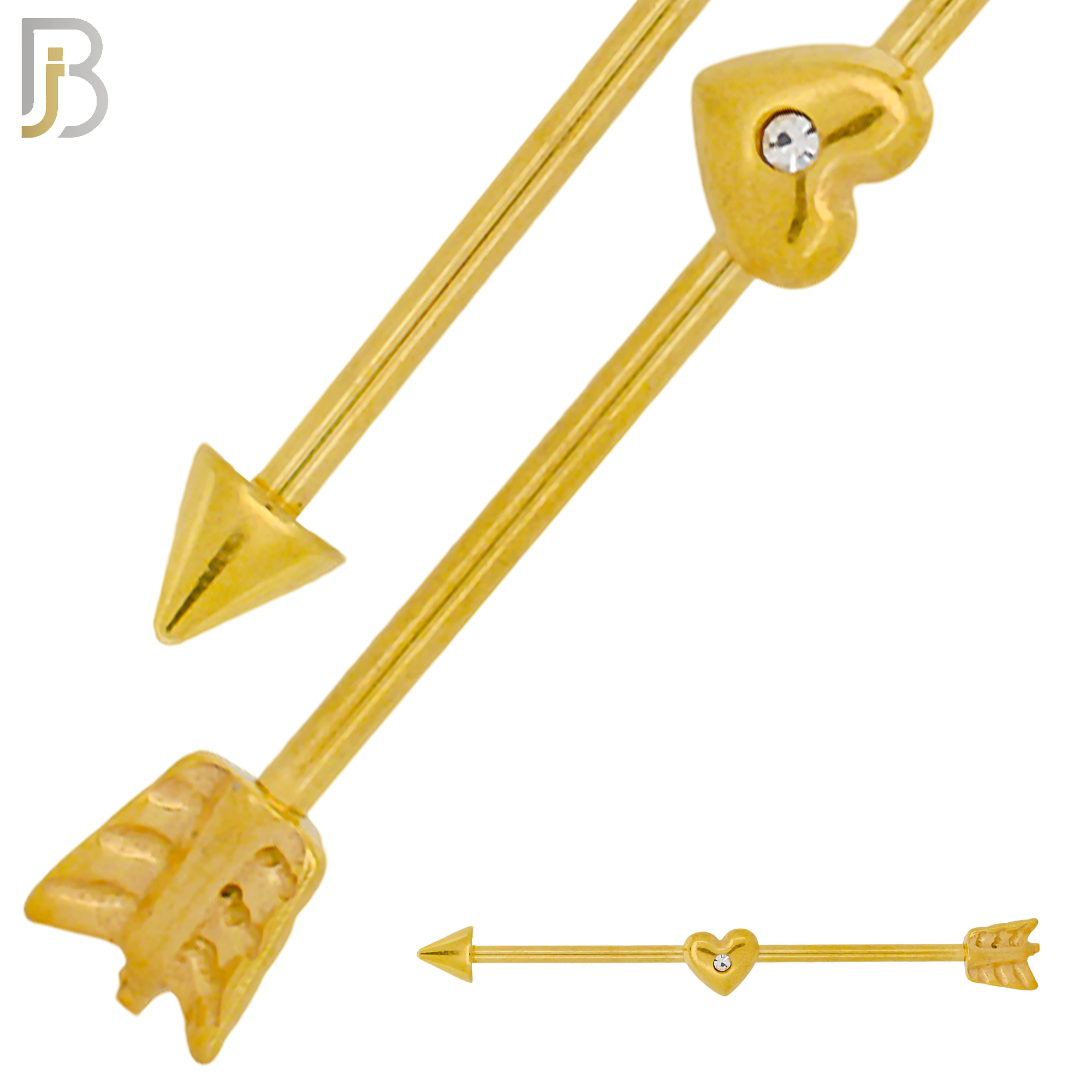 BB38 - 316L Surgical Steel Screw Bar with Alloy Arrow with Heart Design Barbell Industrial (PACK OF 6) image 1