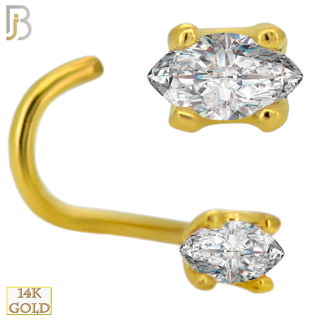 14-NR101C - 14k Yellow Gold Nose Screw with Marquise Cut CZ in Prong Setting image 0