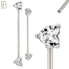 BB48 - 316L Surgical Steel Heart Shaped CZ Externally Threaded Industrial Barbell (PACK OF 4) image 1