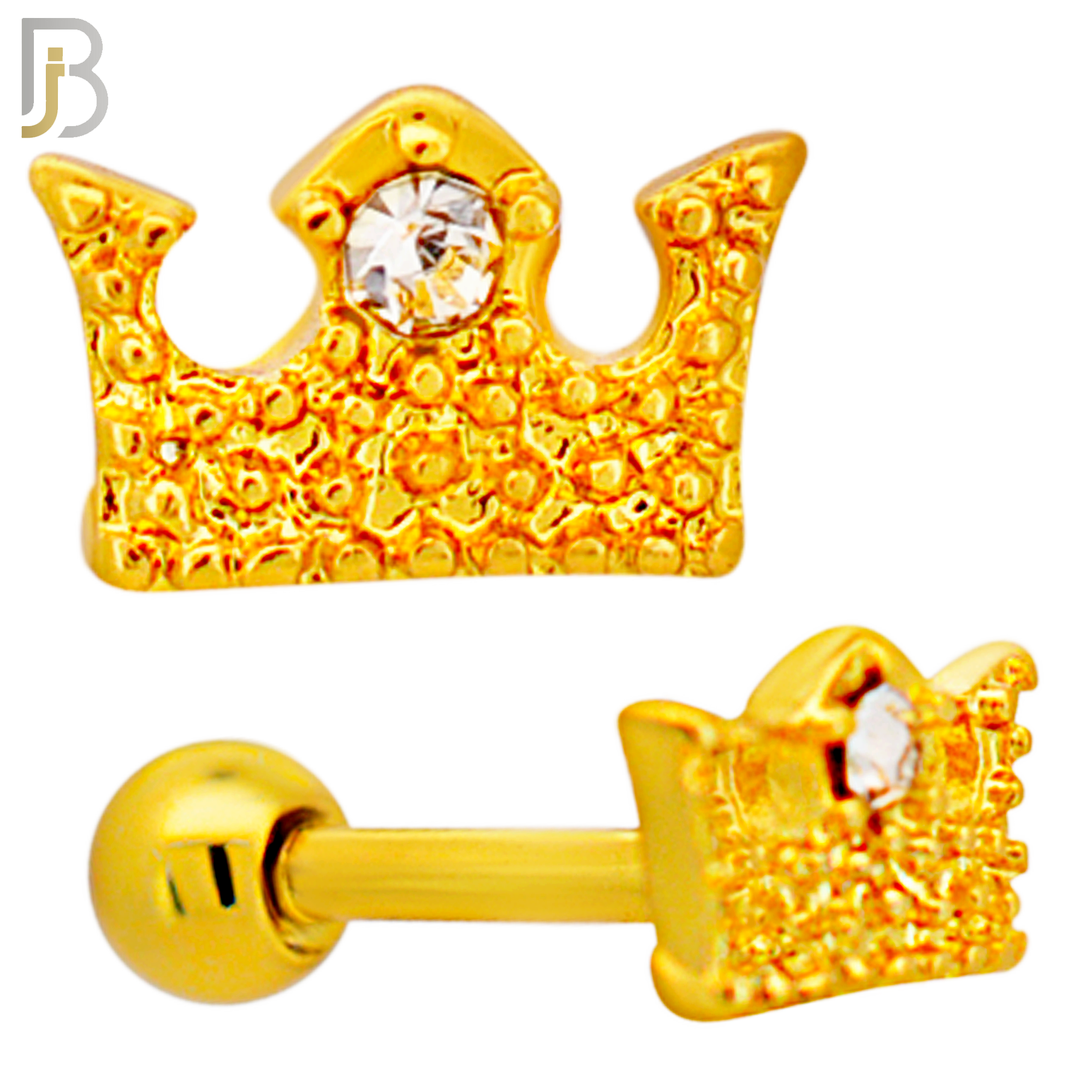 TB111 -  316L Stainless Steel Crown Tragus/Cartilage Barbell (PACK OF 6) image 2