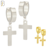 ES14 - 316L Stainless Steel Dangling Cross Design Huggies Clip On image 0
