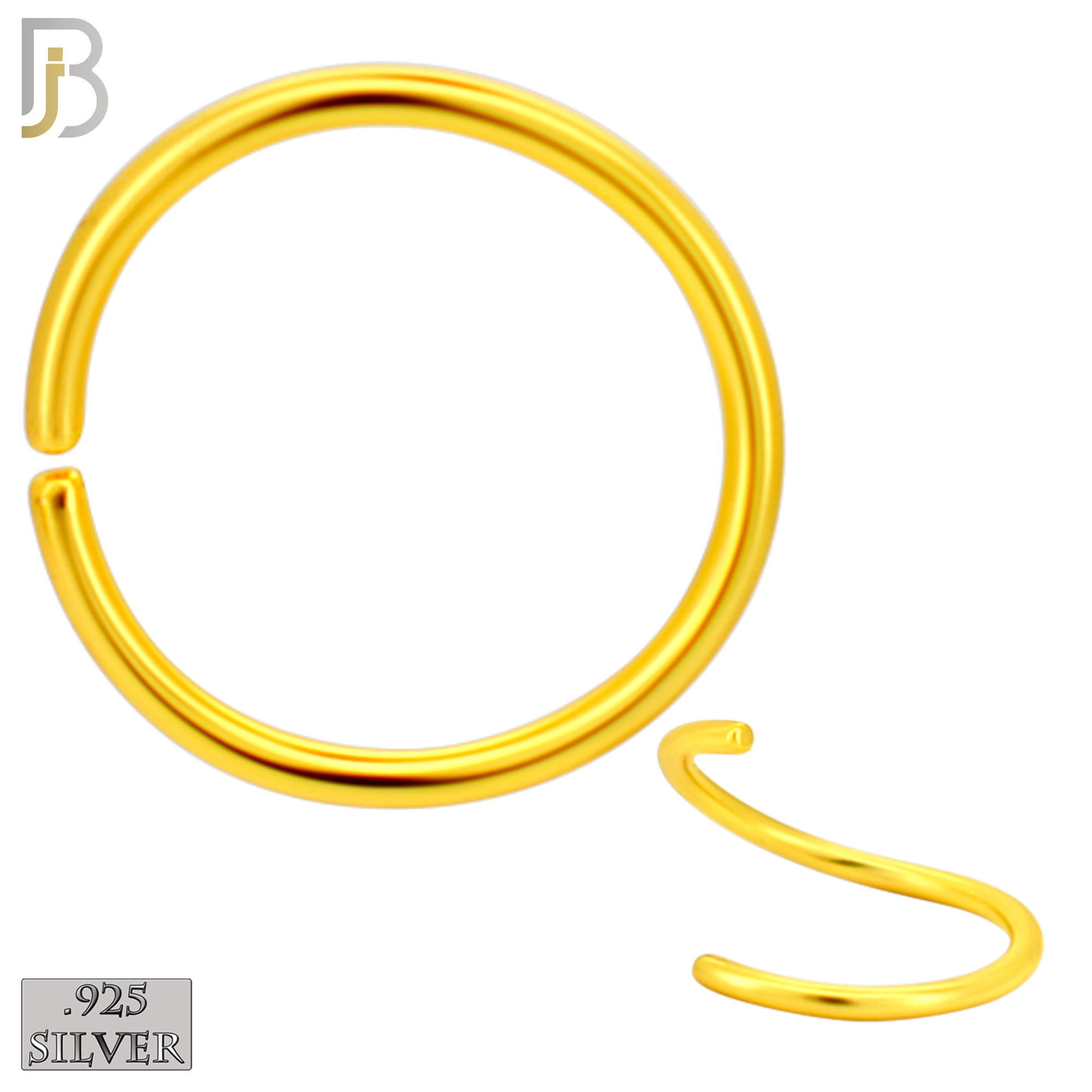 925-CT02 - 925 Sterling Silver Gold Plated 20g Seamless Continuous Ring Hoop Piercing (Pack of 6) image
