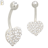 NB17 - 316L Stainless Steel Heart  Zircon  Banana Belly Navel Ring image 1
