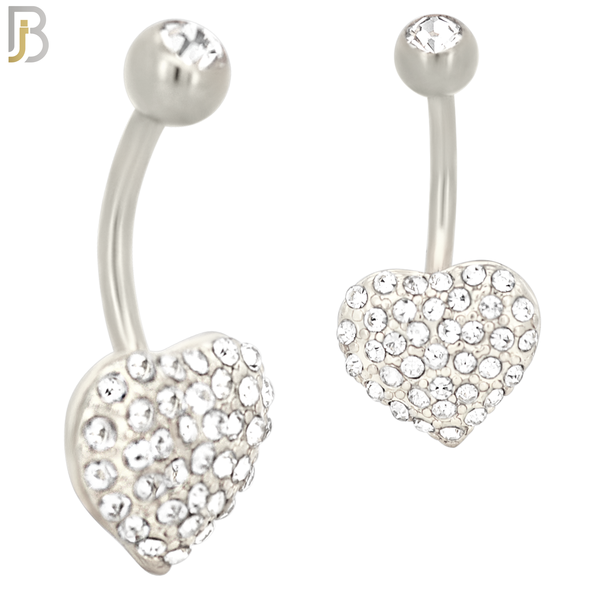 NB17 - 316L Stainless Steel Heart  Zircon  Banana Belly Navel Ring image 1