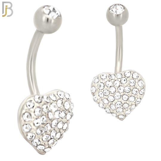 NB17 - 316L Stainless Steel Heart  Zircon  Banana Belly Navel Ring image 1