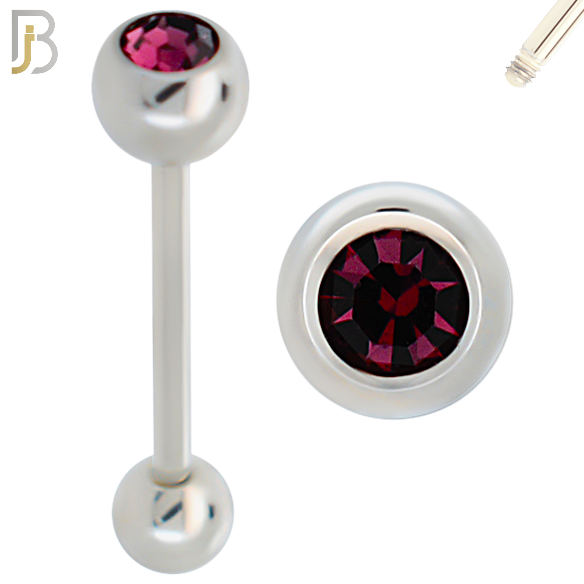 BB66 - 316L Surgical Steel 6mm Ball with CZ and 5mm Ball Plain (Pack of 6) image 2