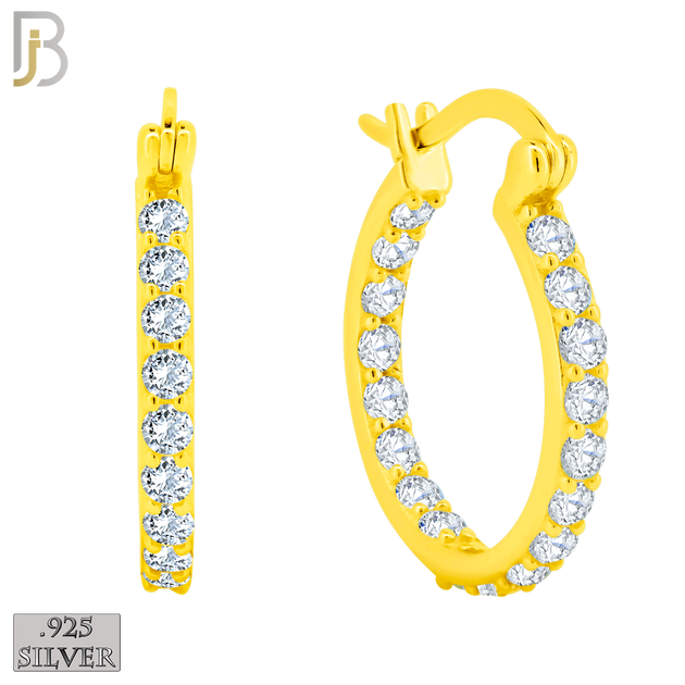 925-ES252 - .925 Sterling Silver Hinged Hoop Earrings with Zircon image 5