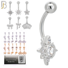 PK-NBMX2SG- Surgical Steel Six Different Designs Banana Belly Rings - Pack of 24 Pieces image 1