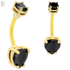 NB06G - 316L Stainless Steel Gold Plated Heart Prong Setting Zircon  Banana Belly Navel Ring (PACK OF 6) image 5