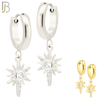 ES37 - 316L Stainless Steel Dangling Star Zircon Design Huggies Clip On image 0