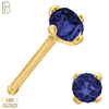 14-NR01CYS - 20g 14k Yellow Gold Nose Bone with Blue Sapphire Colored CZ - 2mm image