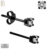 925-ES71-KC - .925 Sterling Silver Black Plated Earring Stud Casting Round Prong Setting Clear Zircon image 2