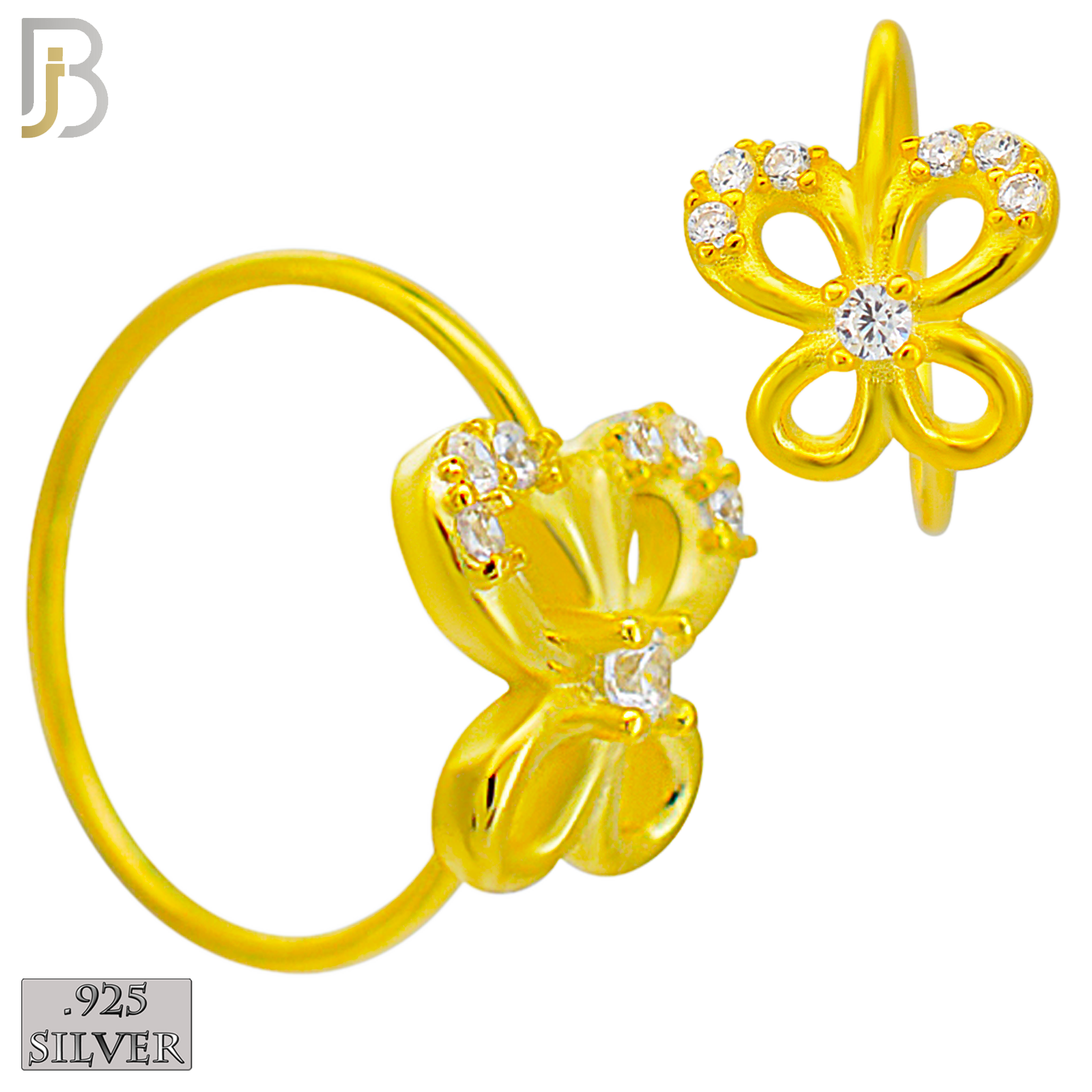 925-CT100 -  925 Sterling Silver Butterfly Hoops with Cubic Zirconia (Pack of 6) image 2