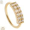 14-CT24C - 14k Solid Gold Prong Setting Double Layer 12 Zircon Hoops Piercing Twist top Open image 0