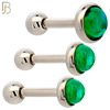 TB120SG - 316L Stainless Steel Opal Green Bezel Tragus/Cartilage Barbell (Pack of 6) image 0