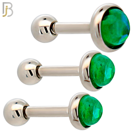 TB120SG - 316L Stainless Steel Opal Green Bezel Tragus/Cartilage Barbell (Pack of 6) image 0
