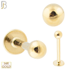 14-LB01 - 14k Solid Gold 16g Thickness Plain Externally Ball Labret image 0