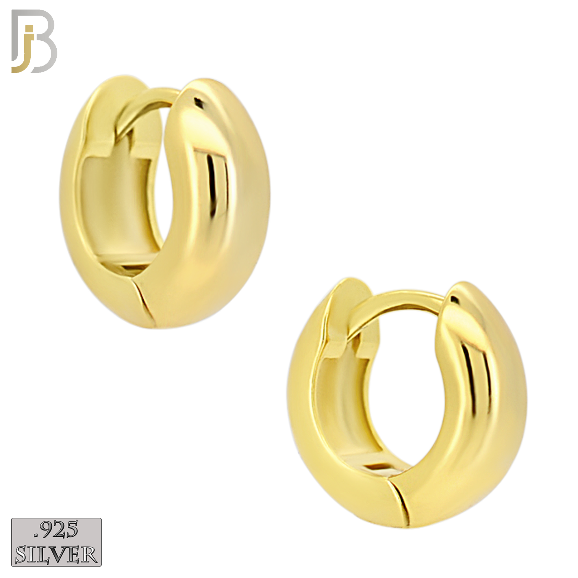 925-ES467 - 925 Sterling Silver Plain Thick Huggies Hoop Earrings image 1