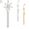 N065 - 316L Stainless Steel Dangling Flower with Chain Design Belly Ring with 5mm Screw Ball image 0