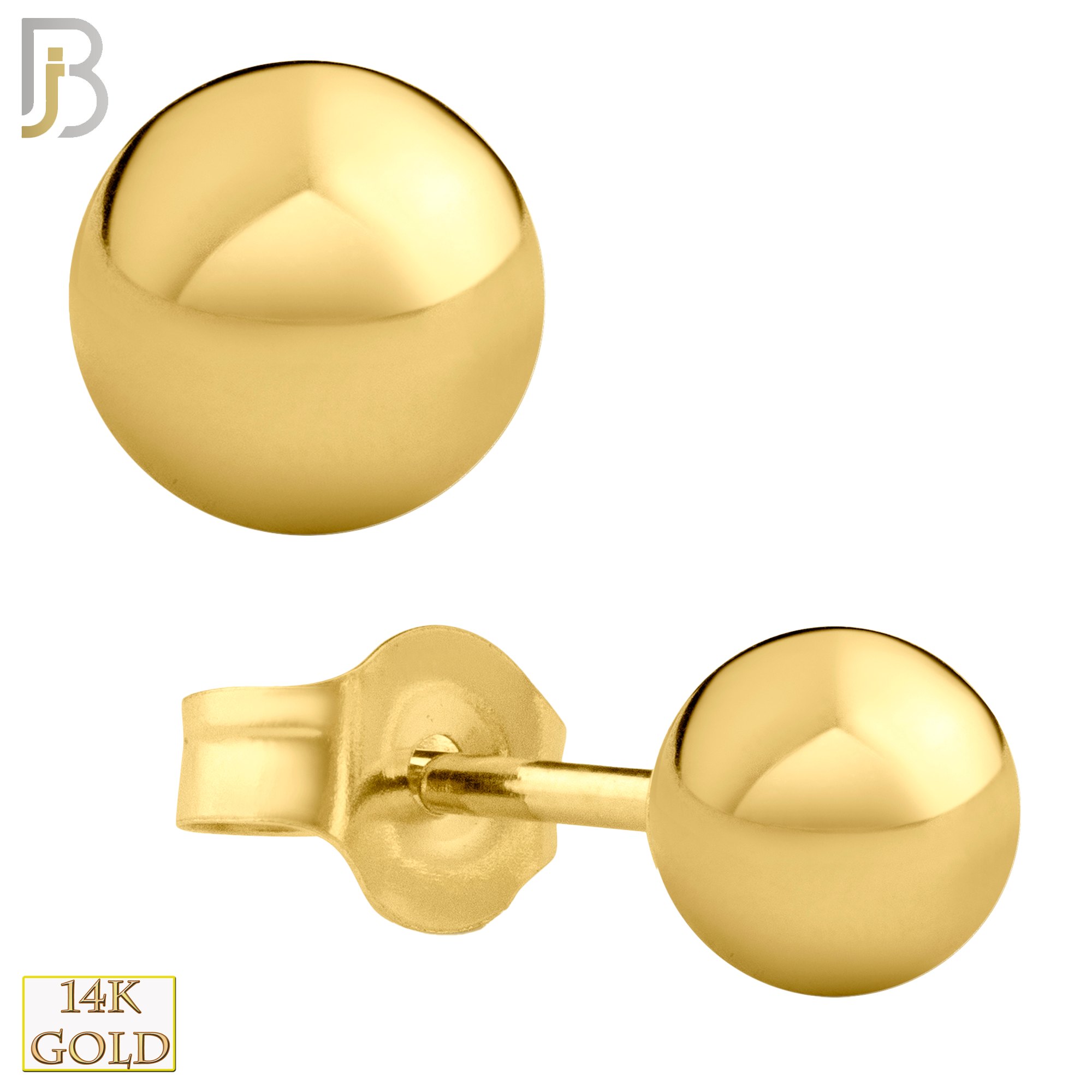 14-ES102Y - 14k Yellow Gold Push Back Plain Ball Stud Earrings image 4
