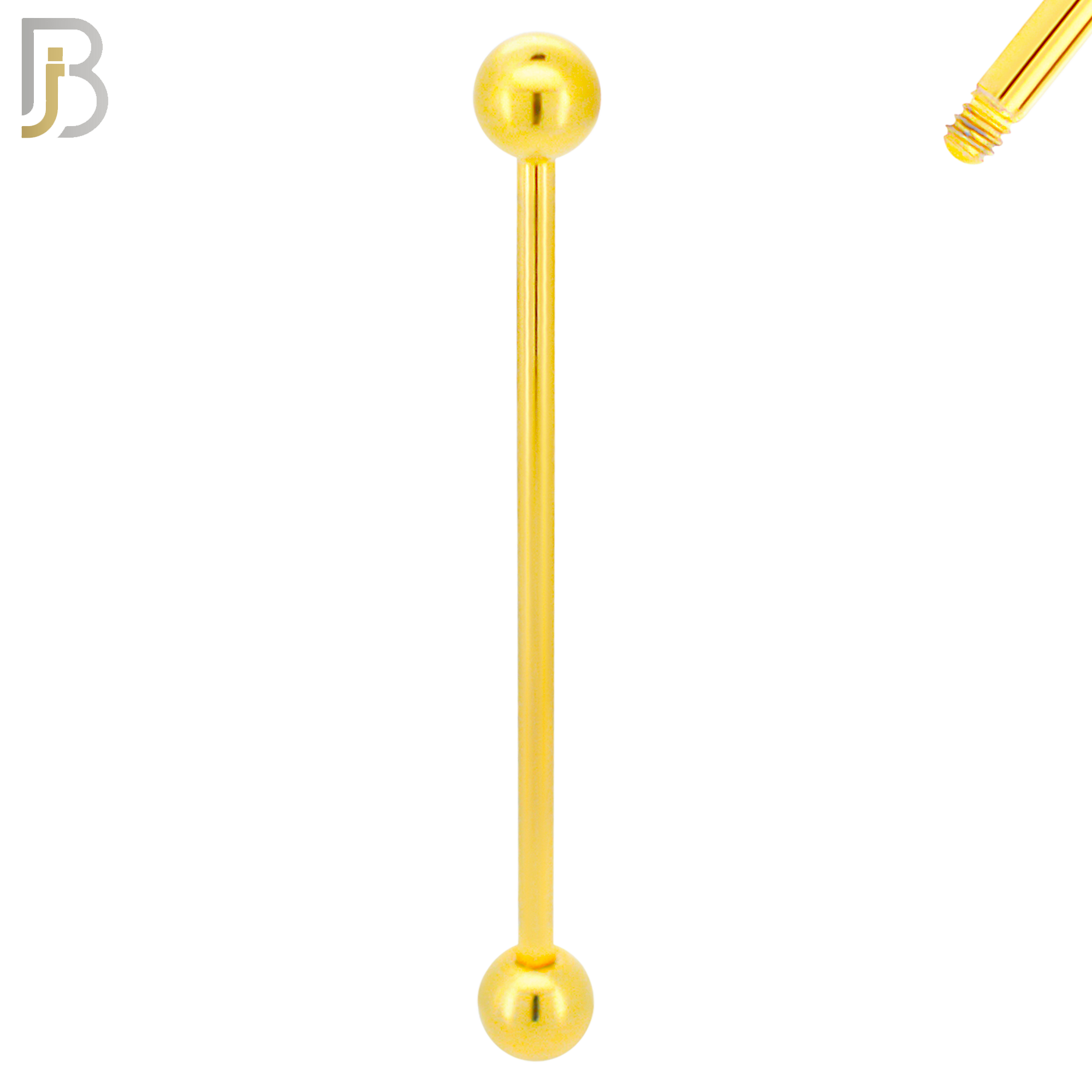 BB01G16 - 16G Thickness 316L Surgical Steel Screw Bar  Gold Plated Barbell Plain Screw External Threaded (PACK OF 6) image 3