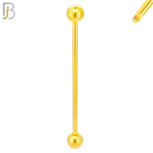 BB01G16 - 16G Thickness 316L Surgical Steel Screw Bar  Gold Plated Barbell Plain Screw External Threaded (PACK OF 6) image 3