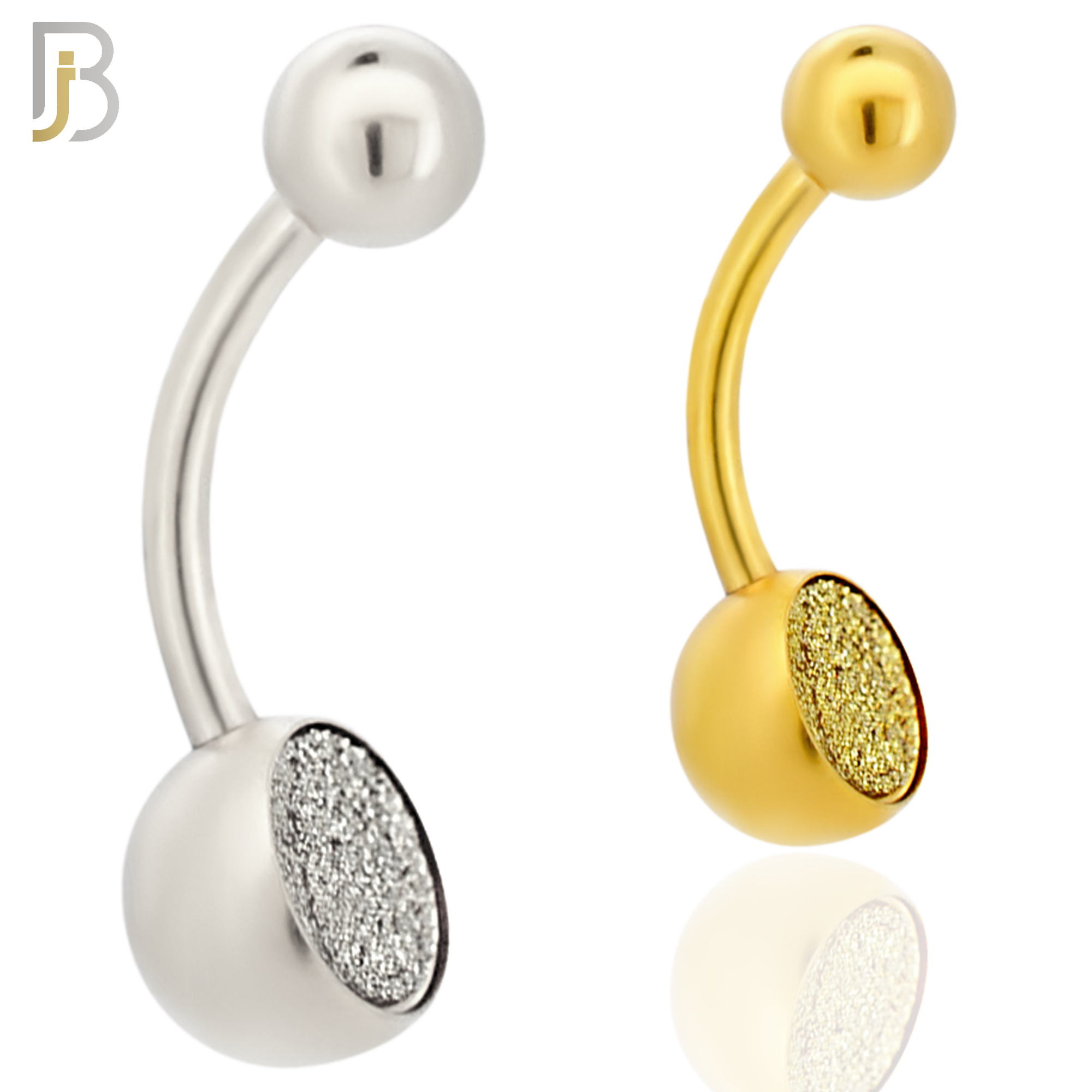 NB02 - 316L Stainless Steel Bezel Sandpaper Plain Banana Belly Navel Ring image 0