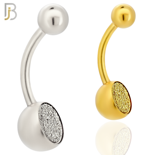 NB02 - 316L Stainless Steel Bezel Sandpaper Plain Banana Belly Navel Ring image 0