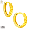 925-ES454 - 925 Sterling Silver Plain Braided Edge Design Huggies Hoop Earrings image 2