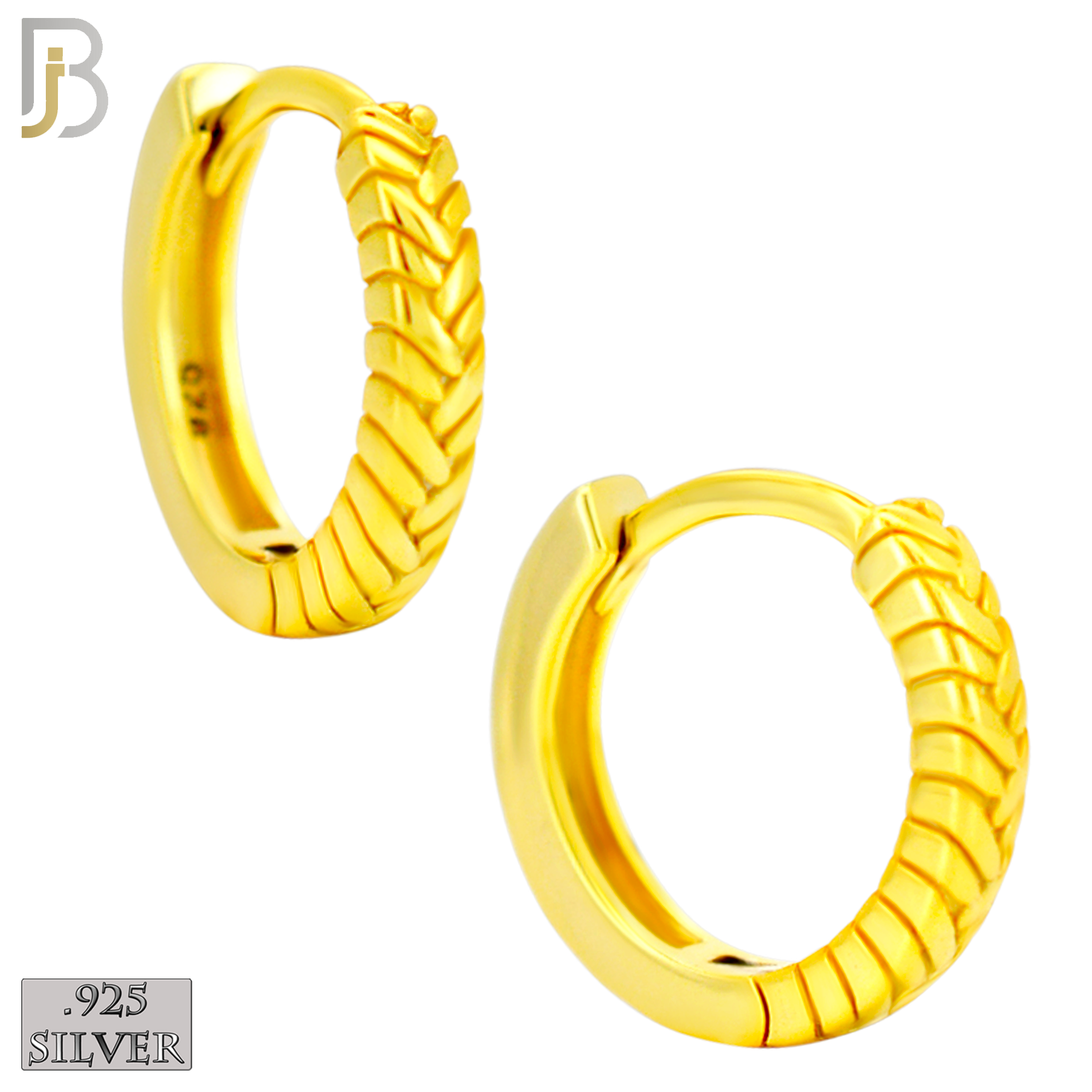 925-ES454 - 925 Sterling Silver Plain Braided Edge Design Huggies Hoop Earrings image 2