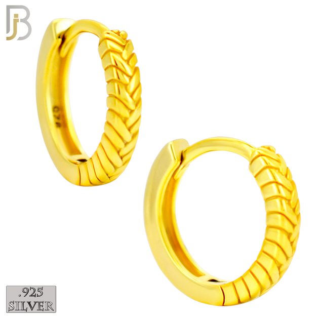 925-ES454 - 925 Sterling Silver Plain Braided Edge Design Huggies Hoop Earrings image 2