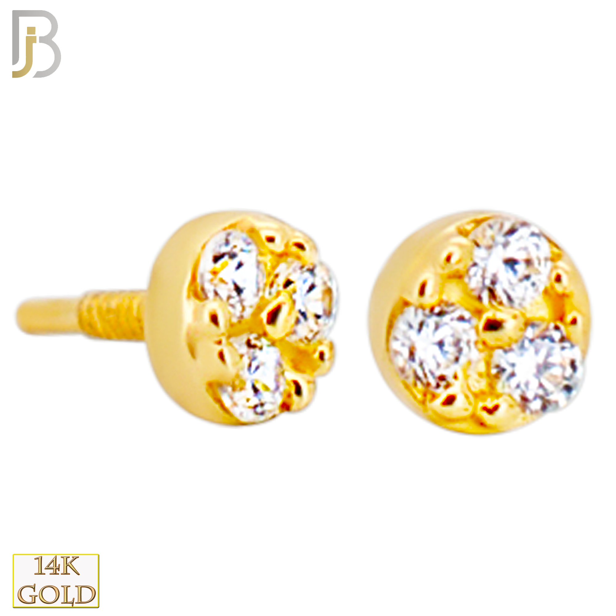 14-LB128 - 14k Yellow Gold Round Stud with Three Tiny Cubic Zirconia Labret image 1