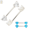NP03S - 316L Surgical Steel Screw Prong Heart Zircon Nipple Ring Piercing image 0