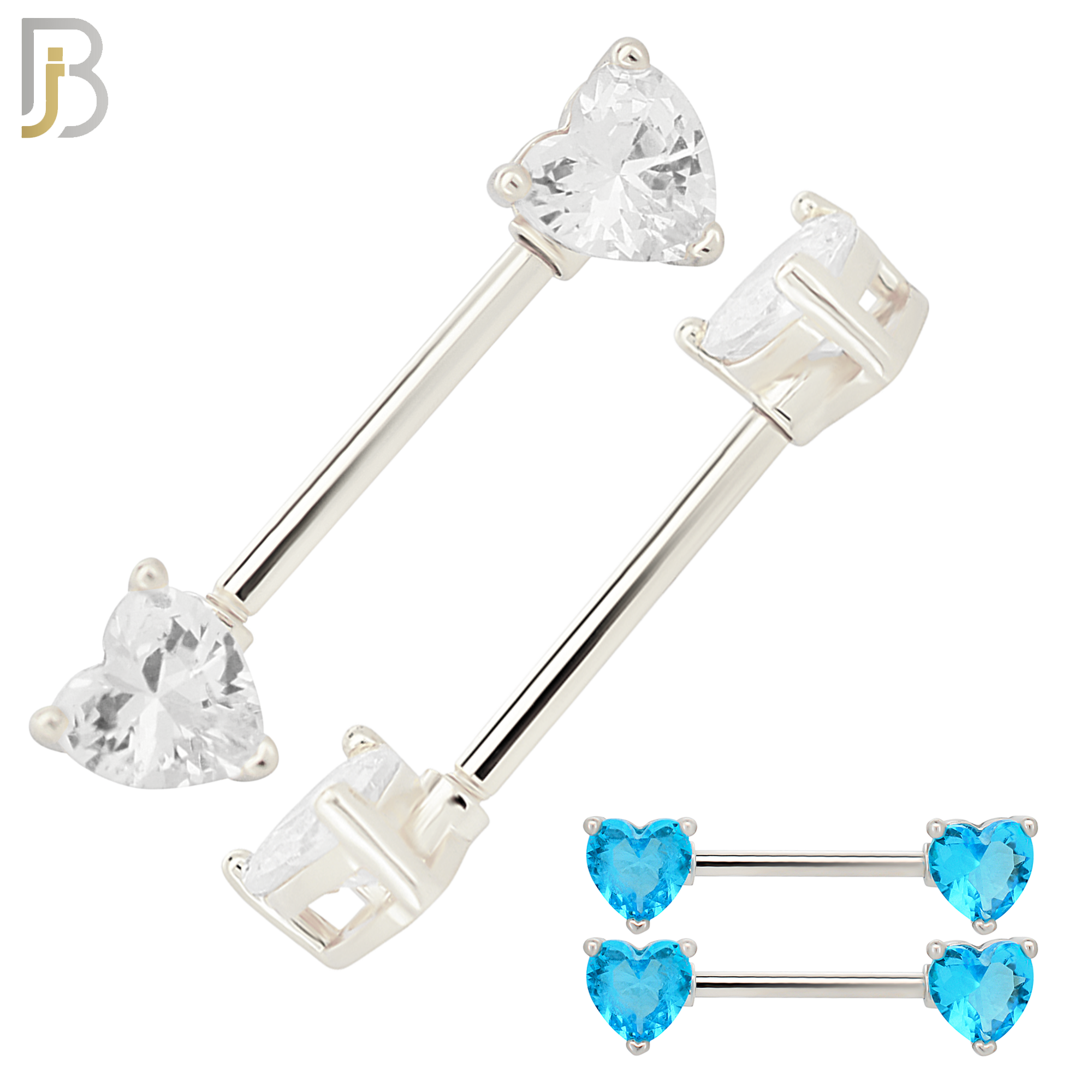 NP03S - 316L Surgical Steel Screw Prong Heart Zircon Nipple Ring Piercing image 0