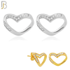 925-ES141 - .925 Sterling Silver Twisted Hollow Heart Design with Zircon Design Earring Stud image 0