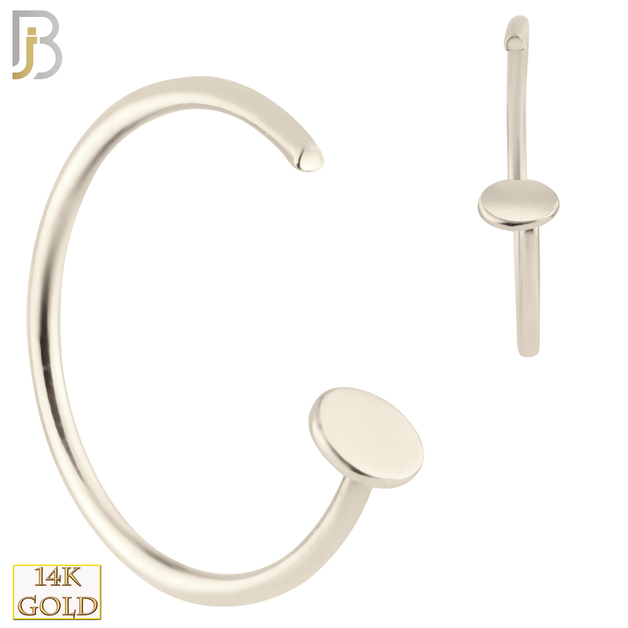 14-CT09 - 14k Solid Gold Halfmoon Design Hoops Piercing  image 1